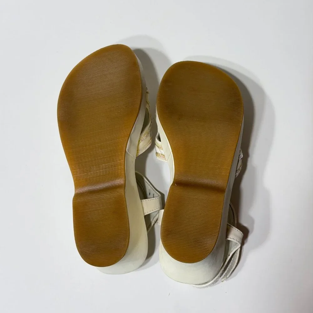 Innocence Girls White Open Toe Wedge Heel Sandals Size 13.5